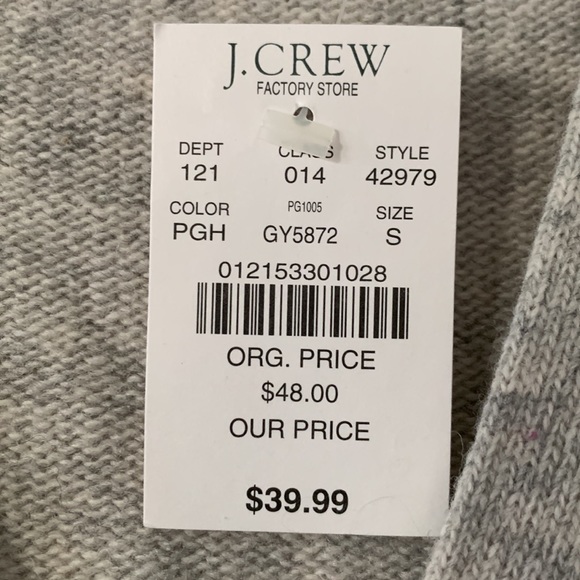NWT J. CREW FACTORY Gray Lambswool V-Neck Long Sleeves Cardigan Sweater Size S - Picture 4 of 14